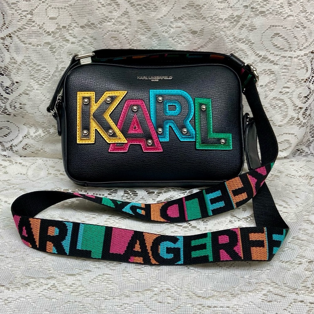 Karl Lagerfeld  Multi-color -Black Adjustable Shoulder-Crossbody Bag 9x6x2